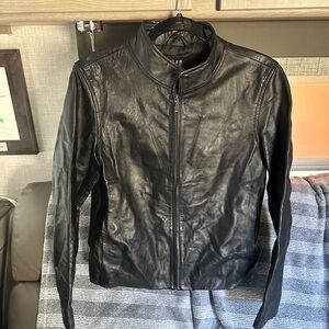 GAP Women's Classic Black Leather Jacket
